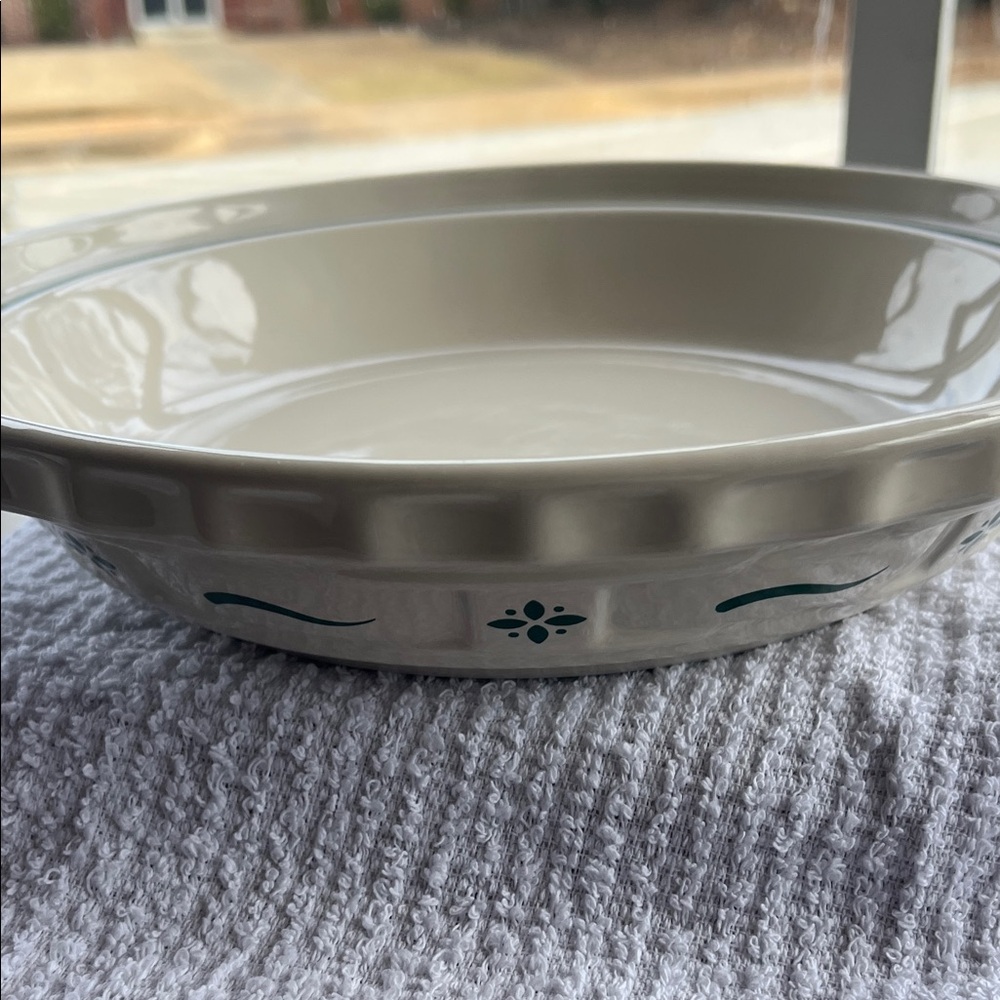 Longaberger Pottery Green Pie Baking Dish